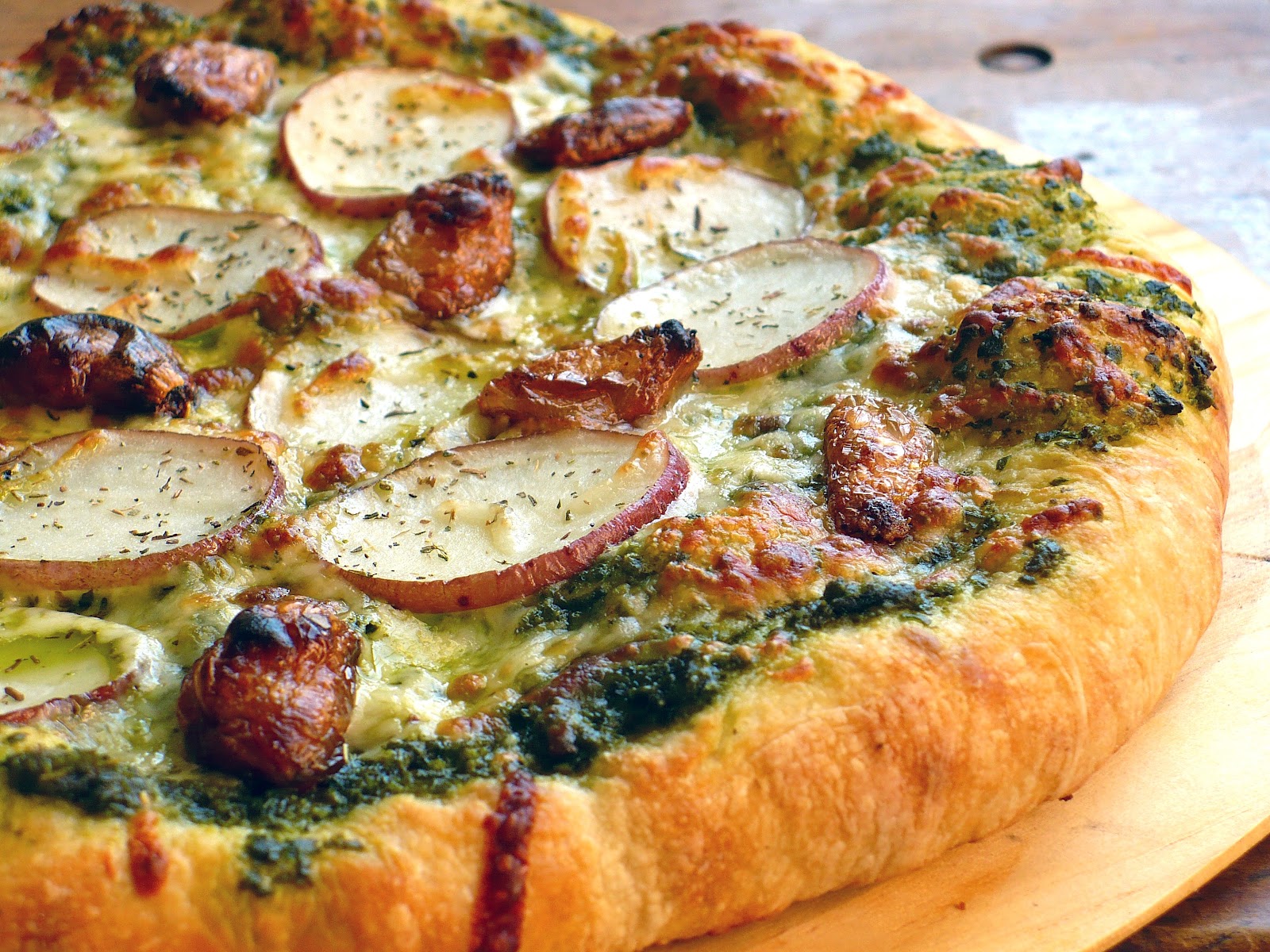 Pesto Pizza with Roasted Garlic and Potato