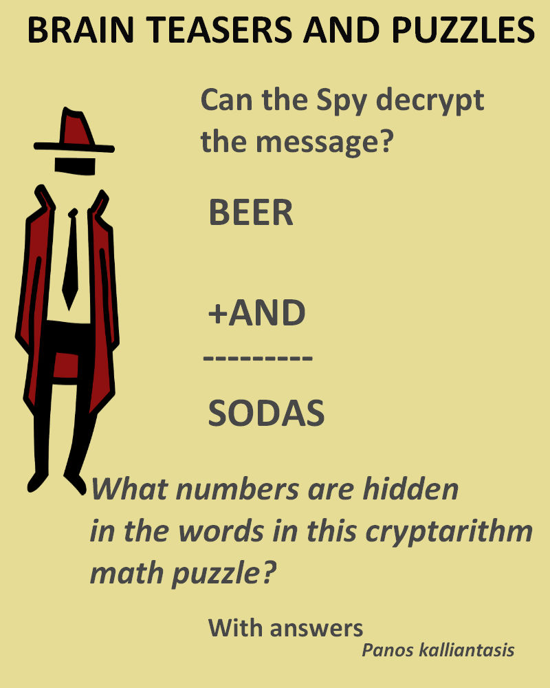 A cryptarithm puzzzle Beer+and =sodas