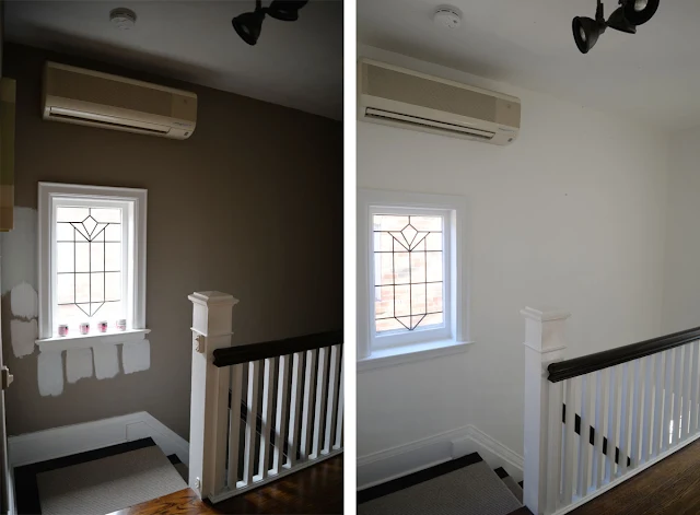 White hallway | Benjamin Moore Simply White | Ramblingrenovators.ca