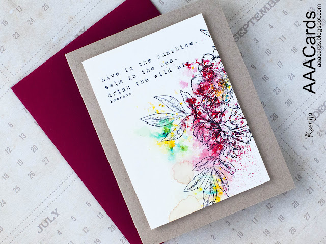 Brusho Crystal Coloured Floral Card