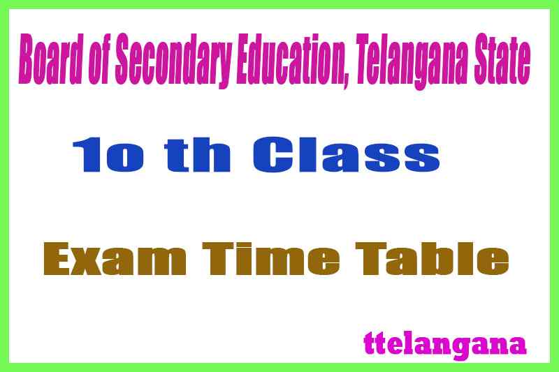 Telangana 10th Class SSC Board Exam Time Table 2022 Download