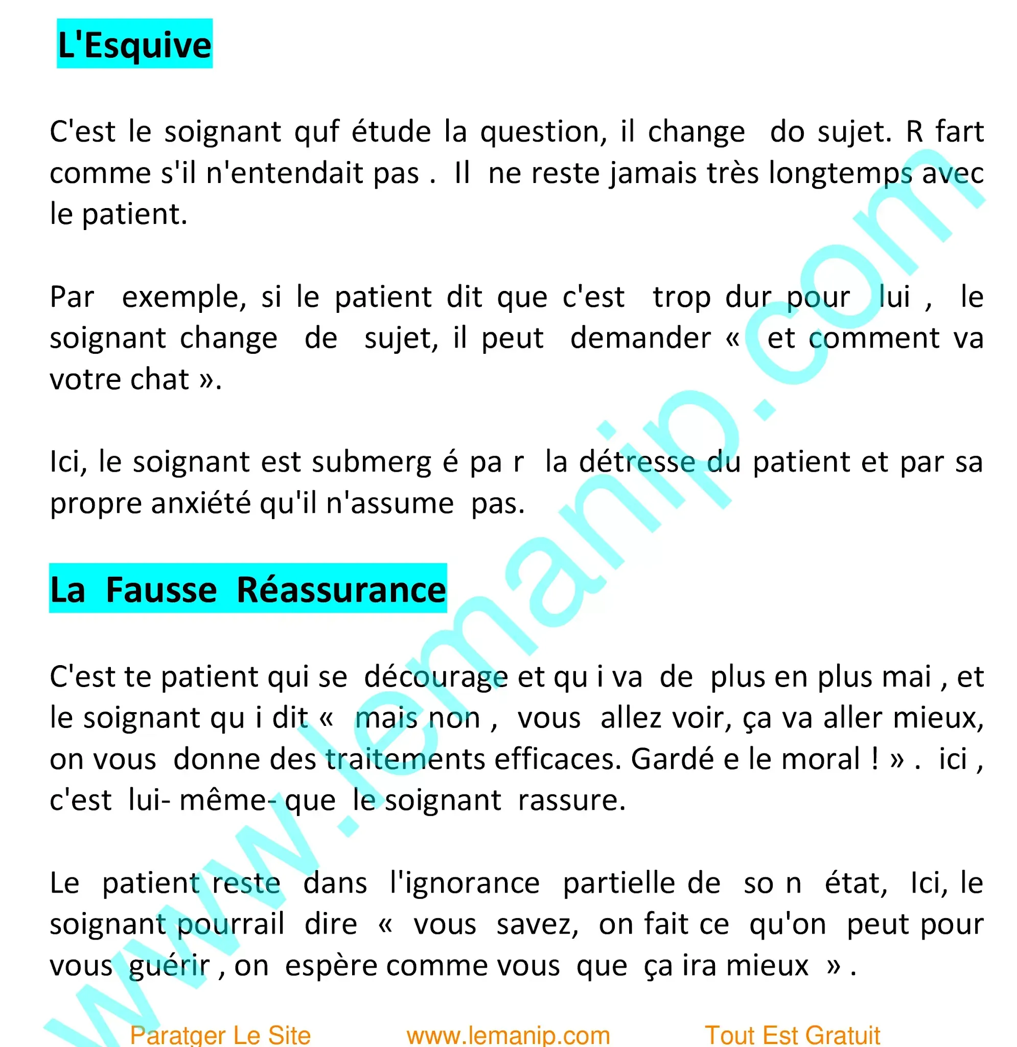 L'Esquive, La Fausse Réassurance