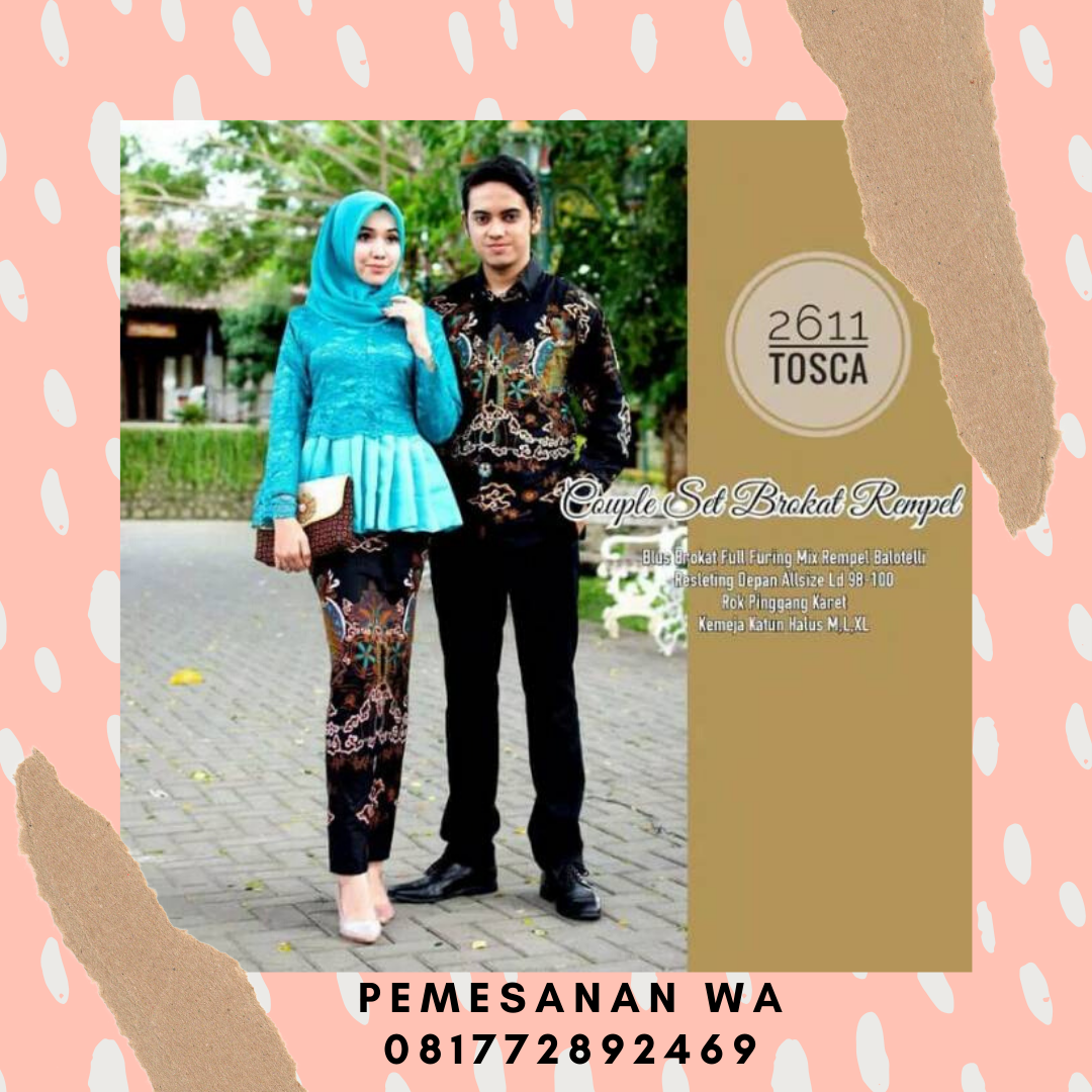 Model Baju  Kebaya Batik  Couple Sarimbit Kombinasi Broklat 