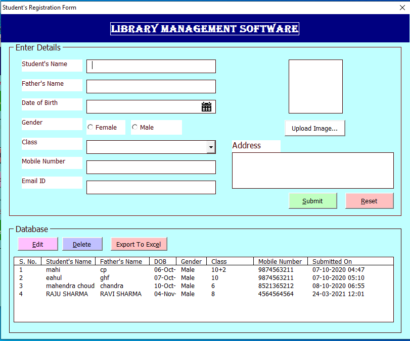 TECHNICAL BAUJI SCHOOL: LIBRARY MANAGEMENT SYSTEM IN EXCEL VBA