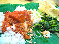 banana leaf lunch white rice curry
