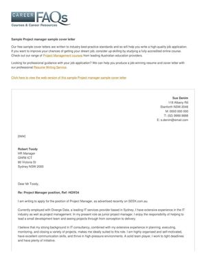 cover letter for junior project manager
