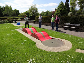 'Squire' Richard Gottfried playing the second hole in Woking