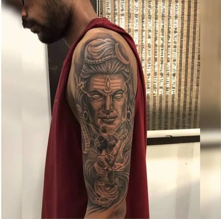 Shiva Shankar hand tattoo design. Shiva tattoo on shoulder