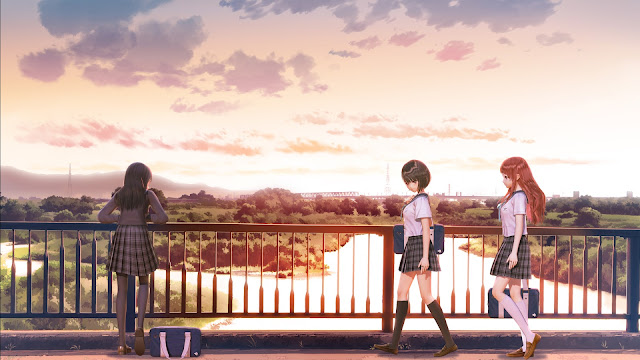 Blue Reflection cut scene art