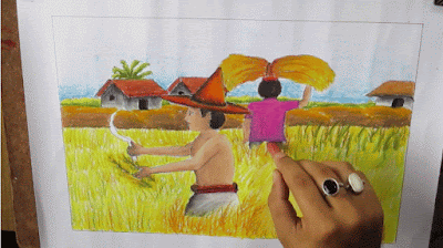 Menggambar pemandangan sawah Cara menggambar pemandangan sawah
