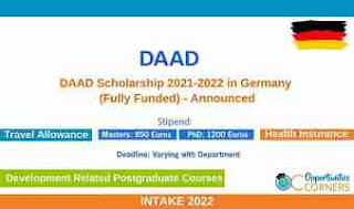 Apply Now | DAAD Scholarships Opportunities 2021/2022 in Germany for International Students | Fully Funded