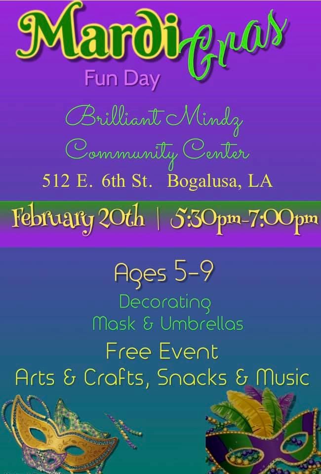 Mt. Hermon Web TV Mardi Gras Fun Day for Ages 59 in Bogalusa Feb 20th
