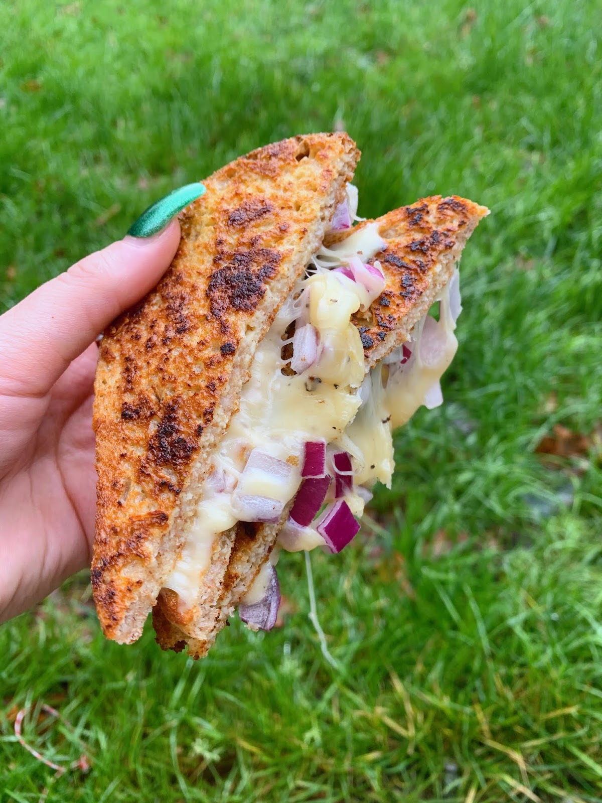 Cheese and onion eggy bread toasty