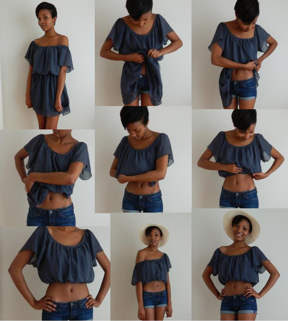 the_bargainprincess: How to turn a dress into a midriff top