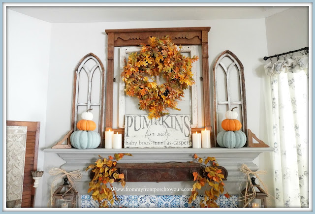 Farmhouse Cottage Fall Fireplace Mantel-From My Front Porch To Yours