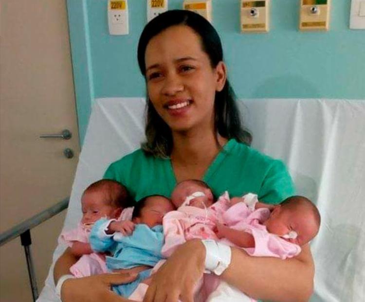 Mulher dá à luz quadrigêmeos em gestação sem fertilização artificial