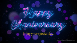 Happy Anniversary With Romantic Red Blue Purple Bokeh Color Light With Glitter Sparkles Dust Background