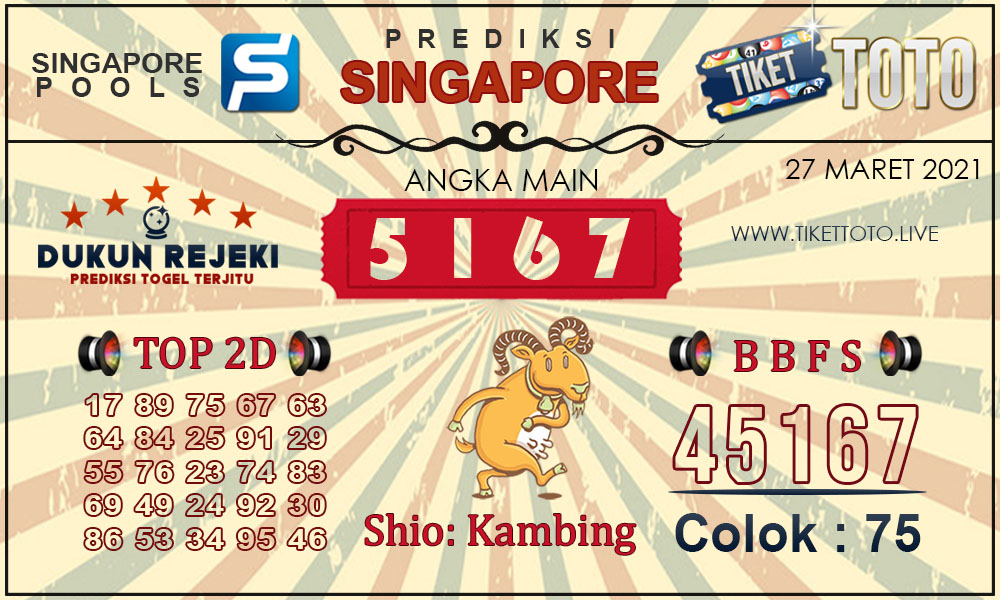 Prediksi Togel SINGAPORE TIKETTOTO 27 MARET 2021