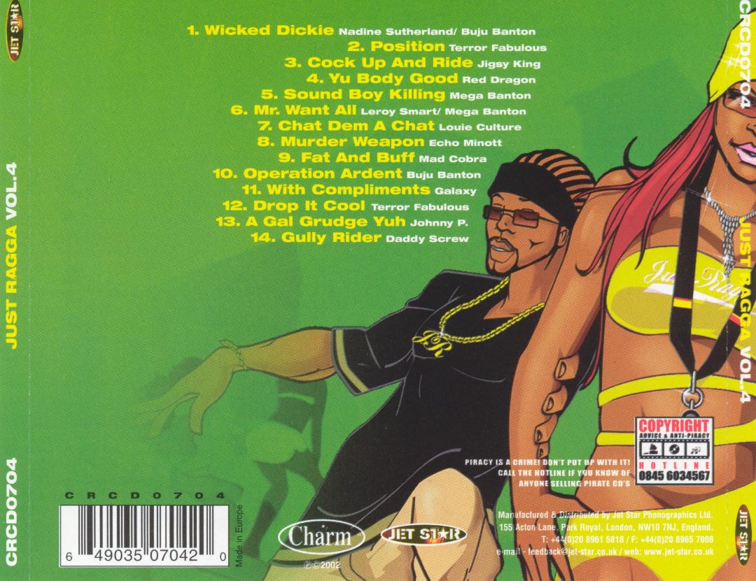Ragga - VA - Just Ragga - Vol. 4 - (CD-1993) VERSO