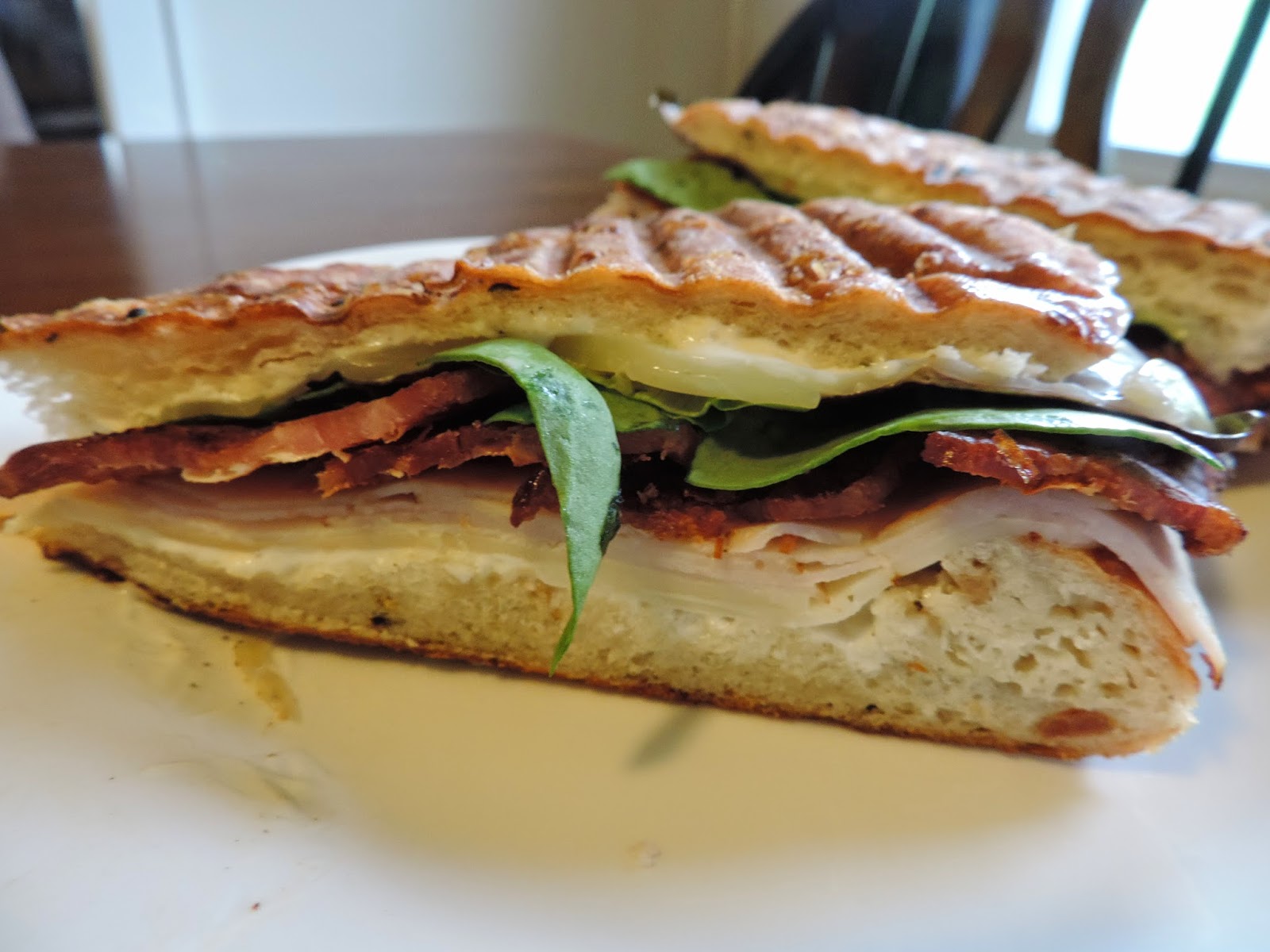 Bacon Turkey Ranch Panini on Bacon Asiago Bread The Kitchen Wife