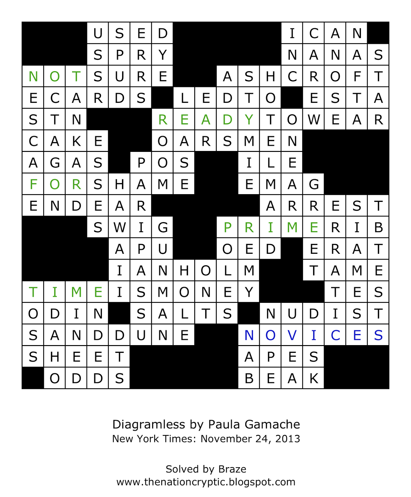 The Nation Cryptic Crossword Forum: New York Times solution (November