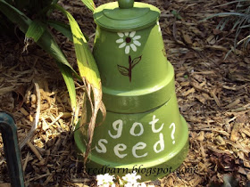 Eclectic Red Barn: Got Seed?  Painted on Clay Pot