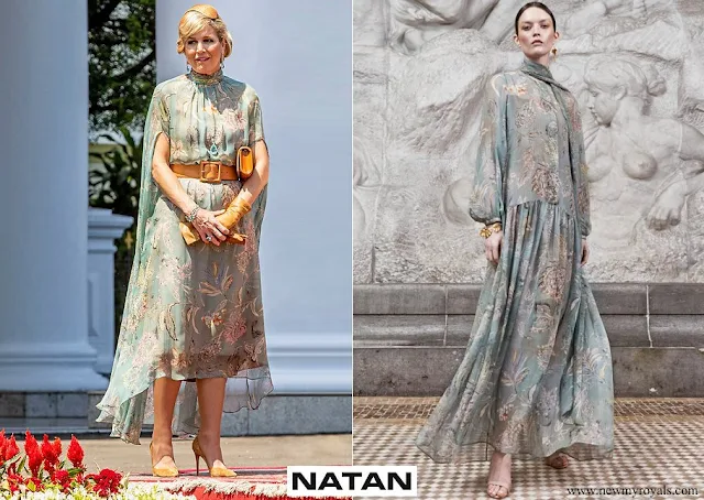 Queen Maxima wore floral print dress from spring summer 2020 collection of Natan