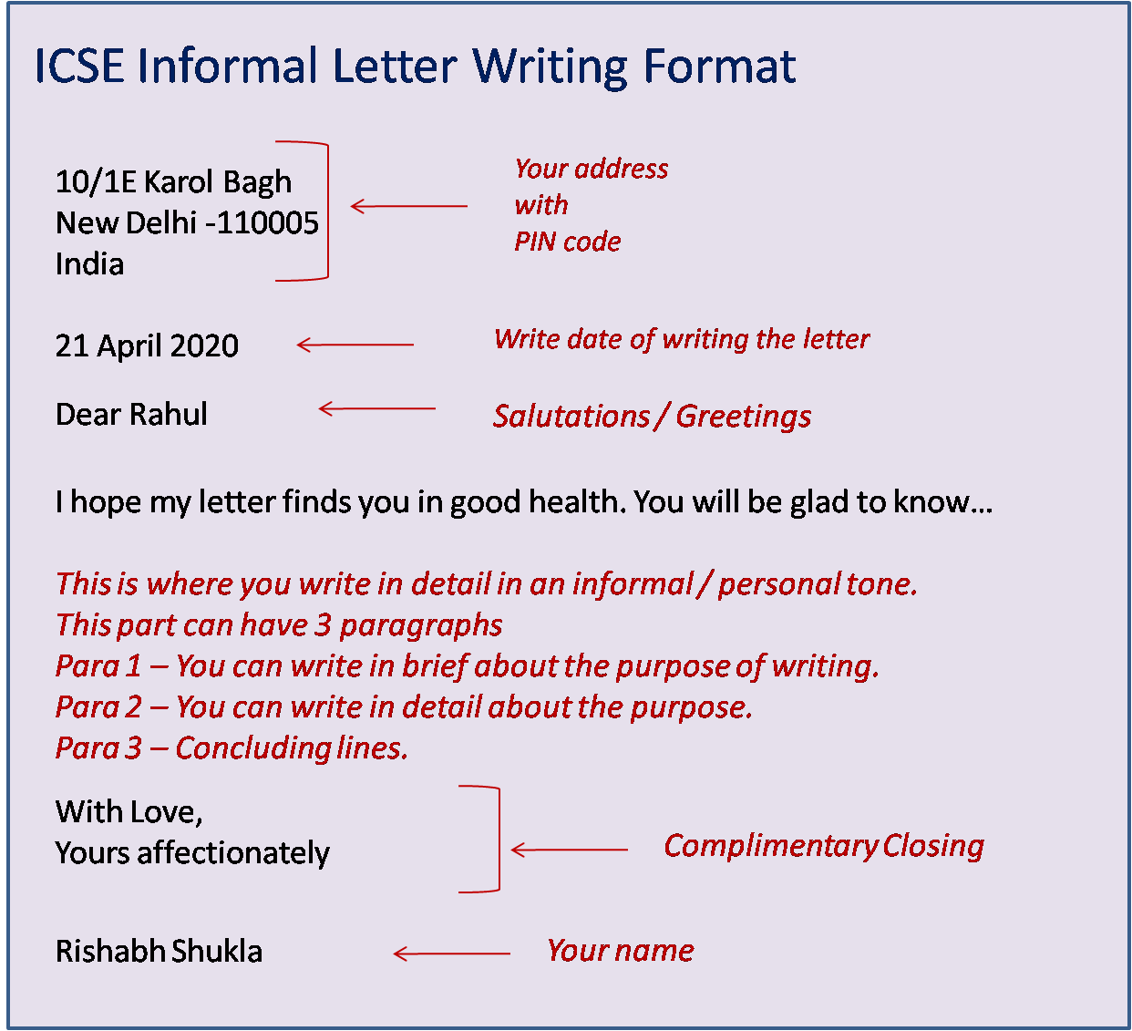 Crayonsler ICSE Letter Writing Formats Examples