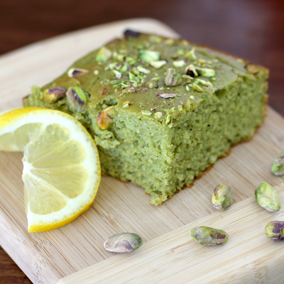 Healthy Pistachio Snacking Cake (with hidden veggies!) and a Citrus Glaze