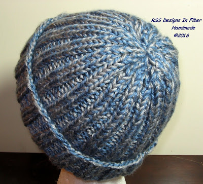  Ribbed Knit Hat by RSS Designs In Fiber - Shown in Blue and Gray Tweed - Choice of Size and Colors