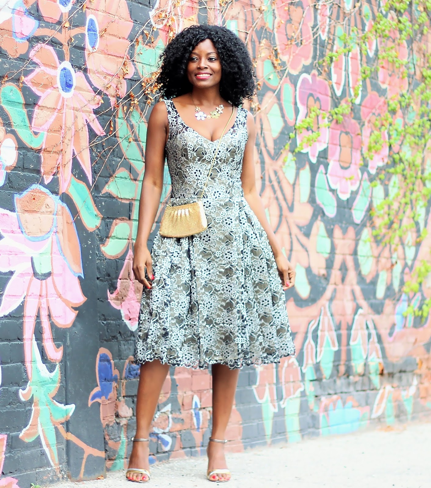 SUMMER WEDDING GUEST OUTFIT: BLACK AND LACE CLAUDETTE SWING DRESS