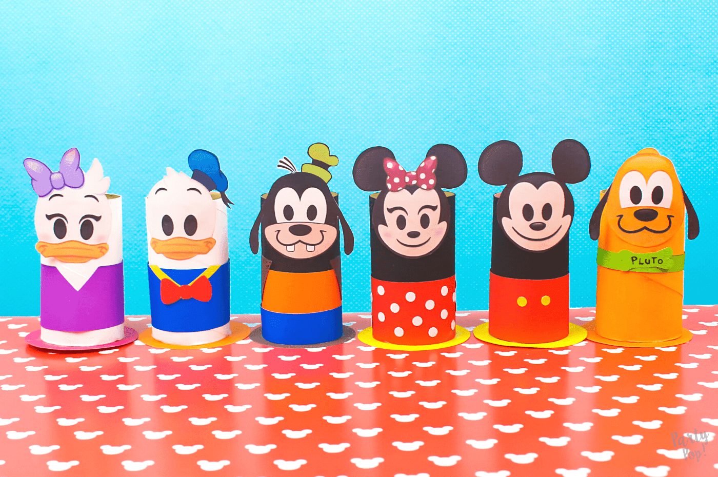 Mickey y sus amigos con rollos de papel | PartyPop DIY