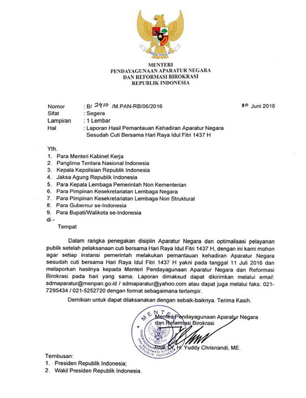 surat edaran menteri panrb tentang laporan hasil kehadiran surat edaran menteri panrb tentang laporan hasil kehadiran