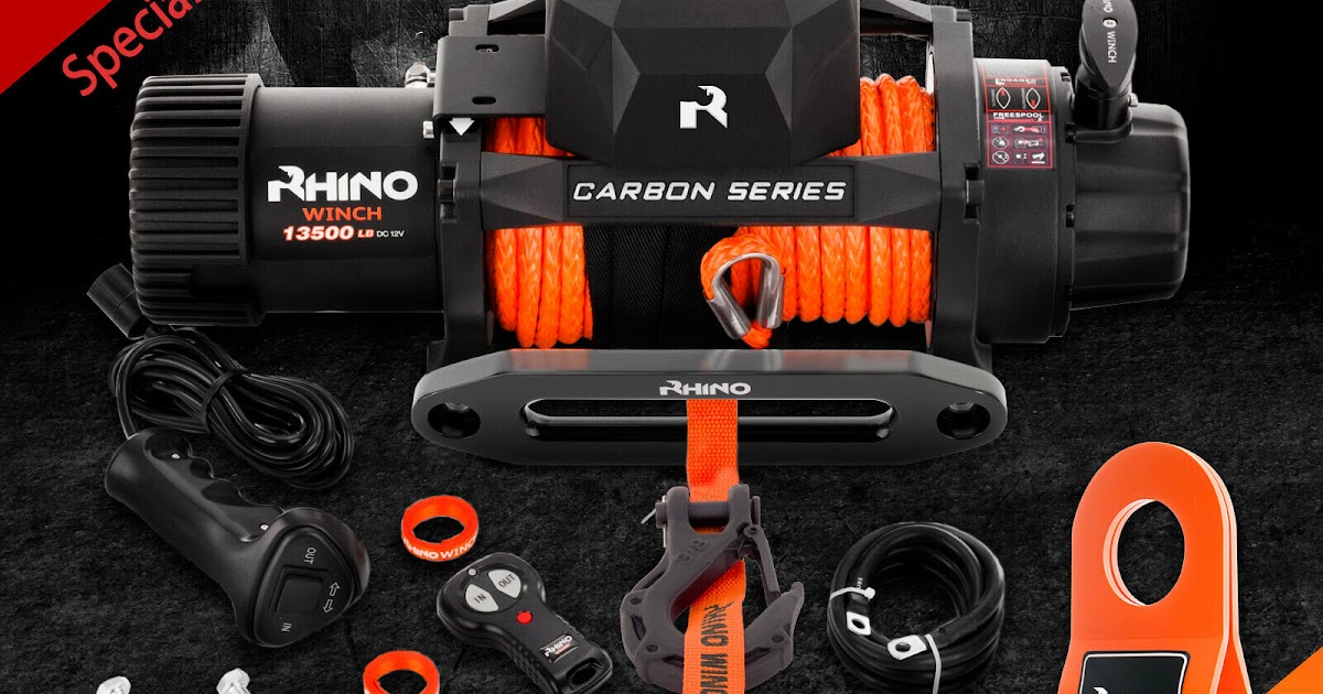 Landrover Defender Rhino Electric Recovery Winch 12v 13500lb Carbon
