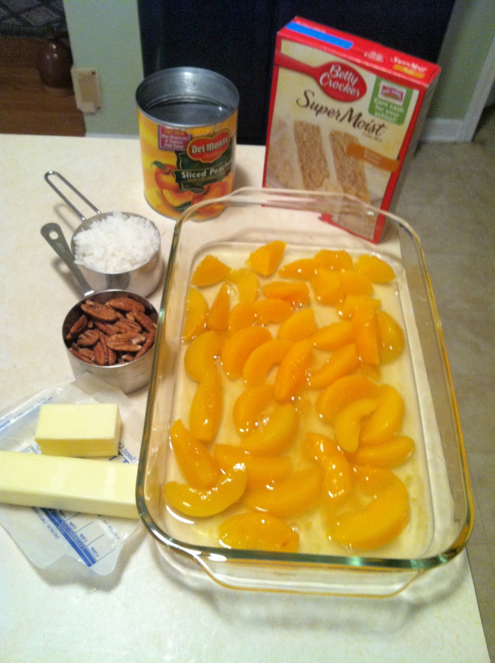 Vintage Diana Peach, Butter Pecan, Coconut Cobbler Cake