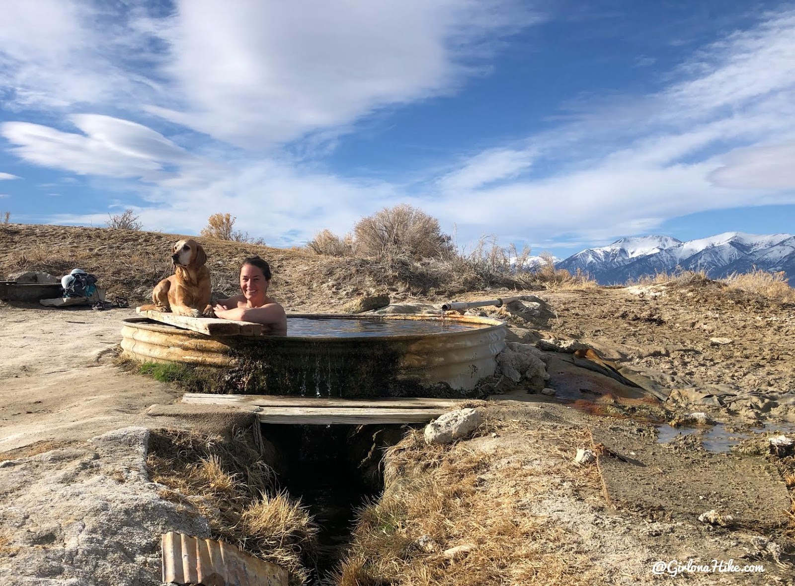 Soaking at Spencer Hot Springs, Nevada Girl on a Hike