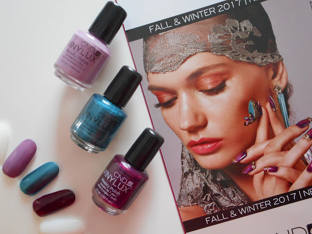 CND Vinylux Weekly Polish Nightspell Collection CND Vinylux Weekly Polish Nightspell Collection, (top to bottom), Lilac Eclipse, Viridian Veil, Berry Boudoir