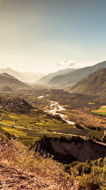 Beautiful landscape, mountain, river, picturesque, hill, valley