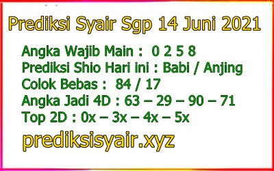 Prediksi Togel Sgp 14 Juni 2021