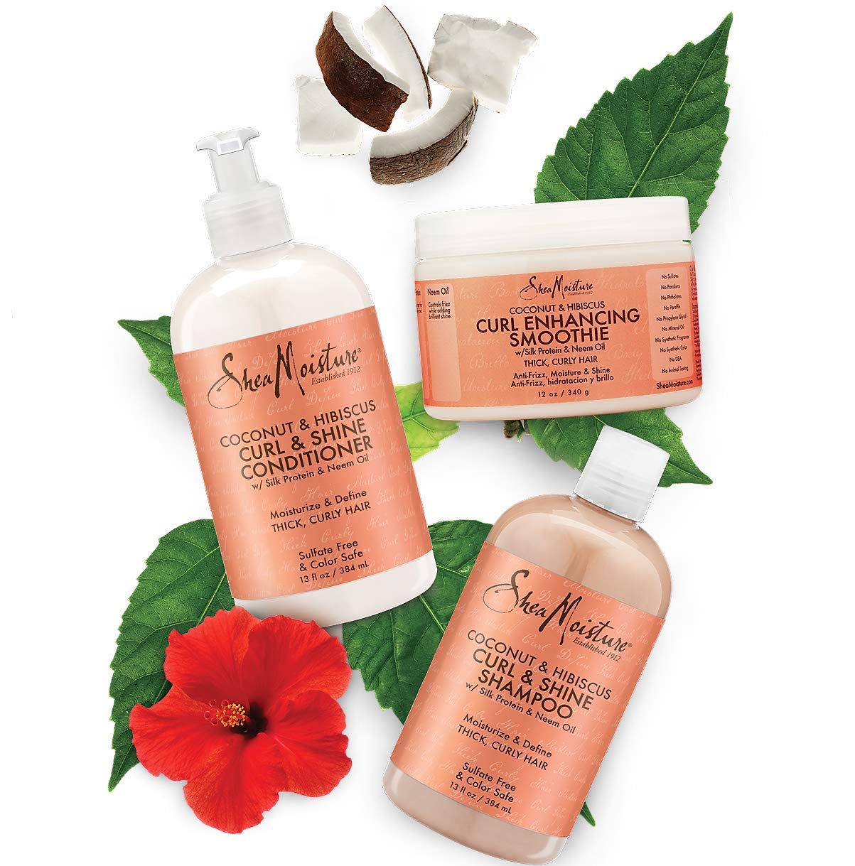 Coconut and Hibiscus Combination Pack 13 oz. Curl & Shine Shampoo, 13 oz. Curl & Shine
