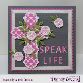 Divinity Designs Custom Dies: Letter Board, Ornamental Crosses, Bitty Blossoms, Scalloped Squares, Paper Collection: Weathered Wood