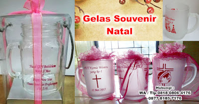 souvenir gelas untuk menyambut hari natal, Gelas Tema Natal, Souvenir Gelas Mug Jar Natal