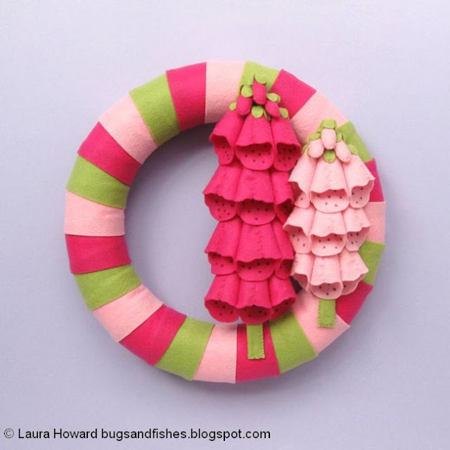 May Felt Foxgloves Summer Flowers Wreath Tutorial felt foxgloves wreath