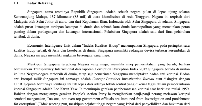 Contoh Makalah Tentang Pemberantasan Korupsi Di Singapura