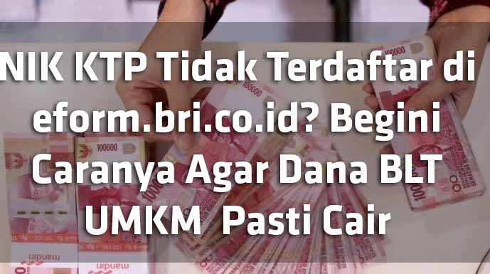 NIK KTP Tidak Terdaftar di Eform.bri.co.id? Begini Caranya Agar Dana BLT UMKM  Pasti Cair