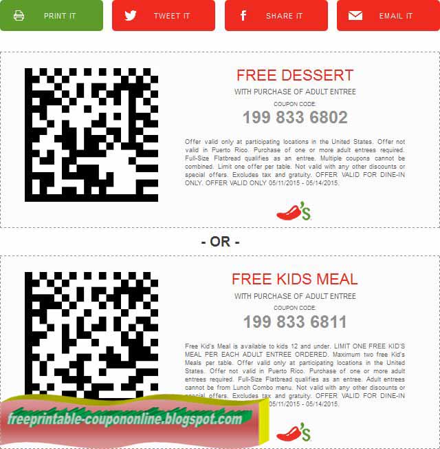 Printable Coupons 2021 Chili's Coupons
