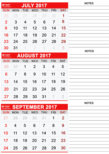September 2017 calendar