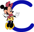 Alfabeto de personajes de Disney con letras azules C.