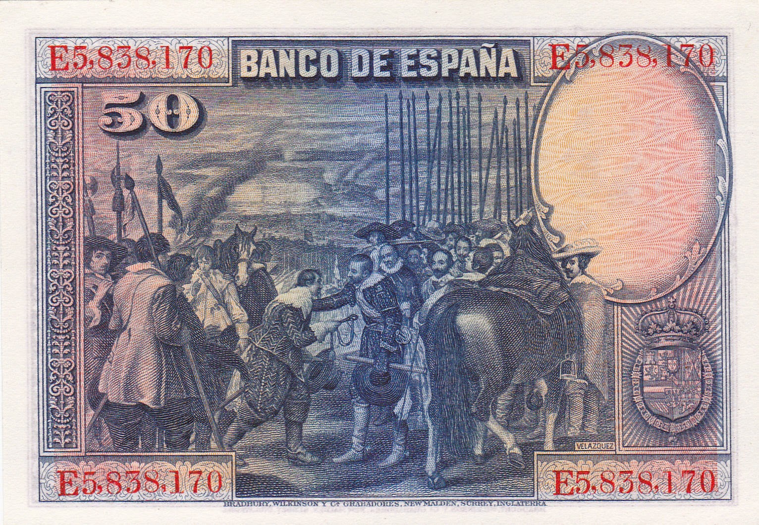 Spain 50 Pesetas banknote 1928 Diego VelazquezWorld Banknotes & Coins