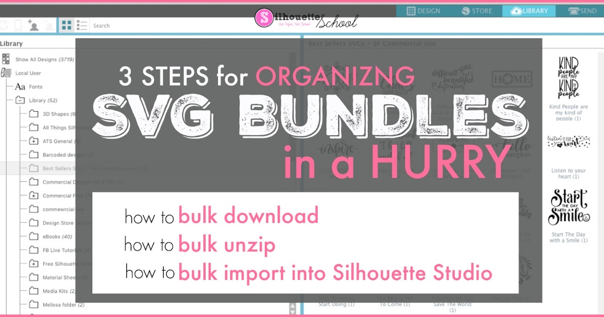 Download How To Organize Svg Bundles 3 Steps To Bulk Download Unzip And Import Into Silhouette Studio Video Tutorial Silhouette School PSD Mockup Templates